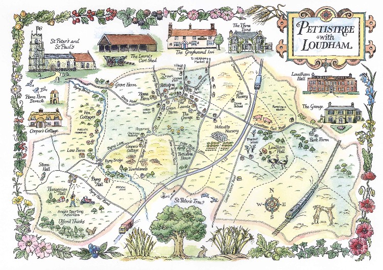 Pictorial map of Pettistree