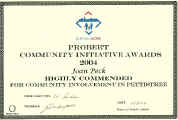 Probert Community Initiative Awards 2004 certificate