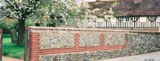 Photo of repair to church wall, 2002